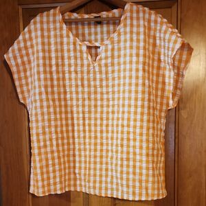 Orange Gingham Women's Top